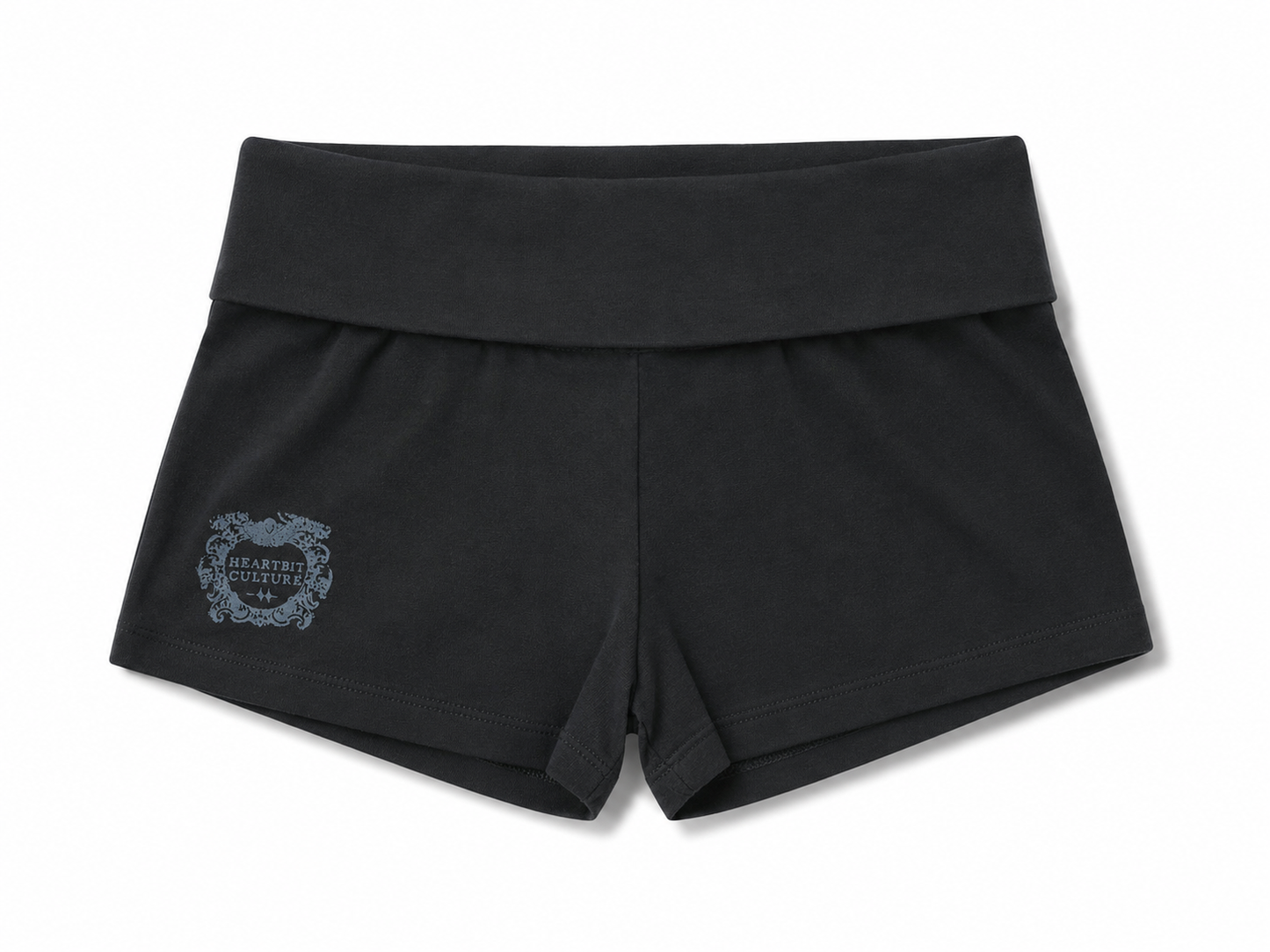 FOLD OVER MINI SHORTS BLACK