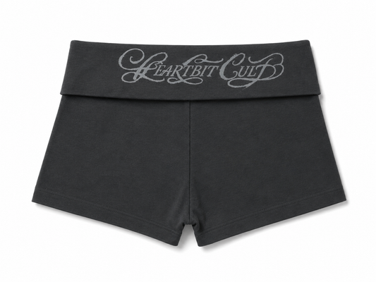 FOLD OVER MINI SHORTS BLACK