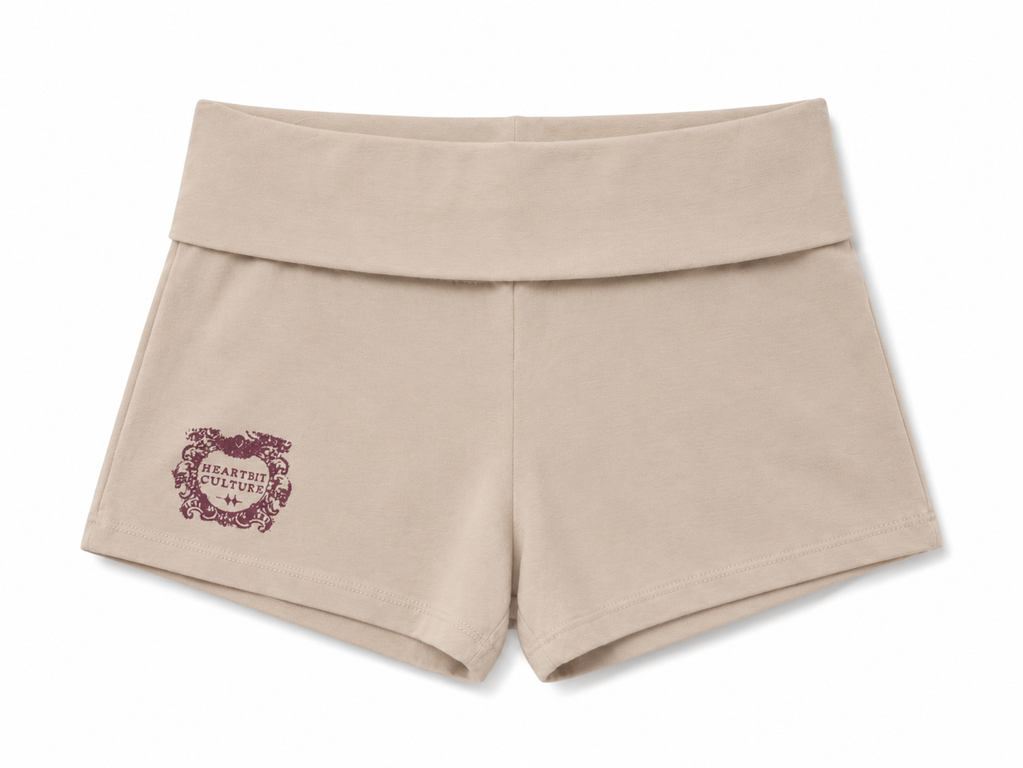 FOLD OVER MINI SHORTS CREAM