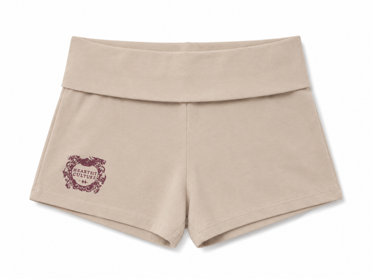 FOLD OVER MINI SHORTS CREAM