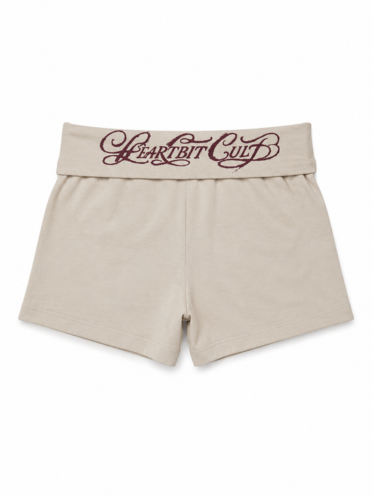 FOLD OVER MINI SHORTS CREAM
