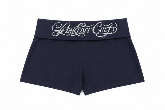 FOLD OVER MINI SHORTS NAVY BLUE