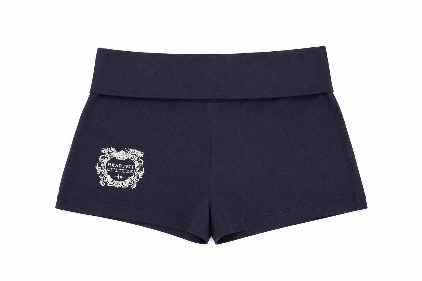 FOLD OVER MINI SHORTS NAVY BLUE