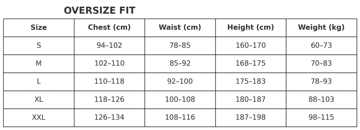 SIZE CHART